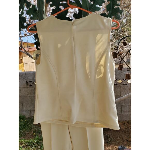 Vintage Loft Knit Pant Suit Womens 2P Ivory Cream Sleeveless Knit Tank Retro 50s - Picture 5 of 16